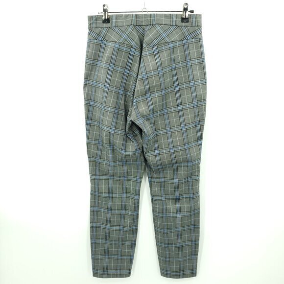 rag & bone Simone Slim Cropped Glen Plaid Pants 6 Black Multi Plaid - Picture 3 of 15